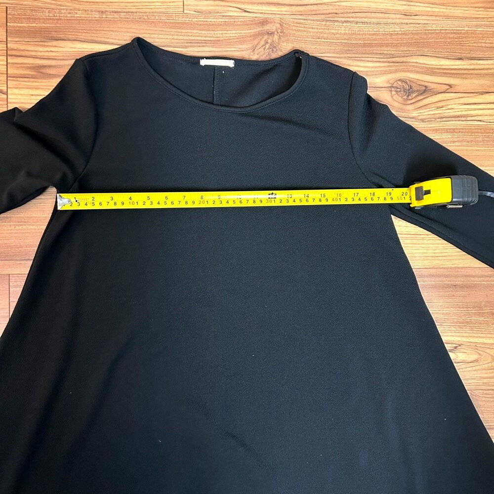 A.Gain Mini Dress Women Medium Black Elbow Patches Long Sleeve Modest Minimalist - Picture 8 of 9